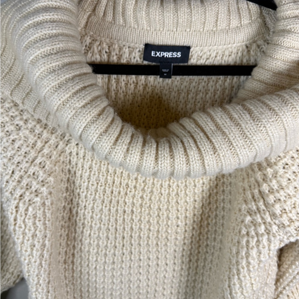 Express Beige Cowl Neck off the shoulder Sweater - Picture 3 of 8